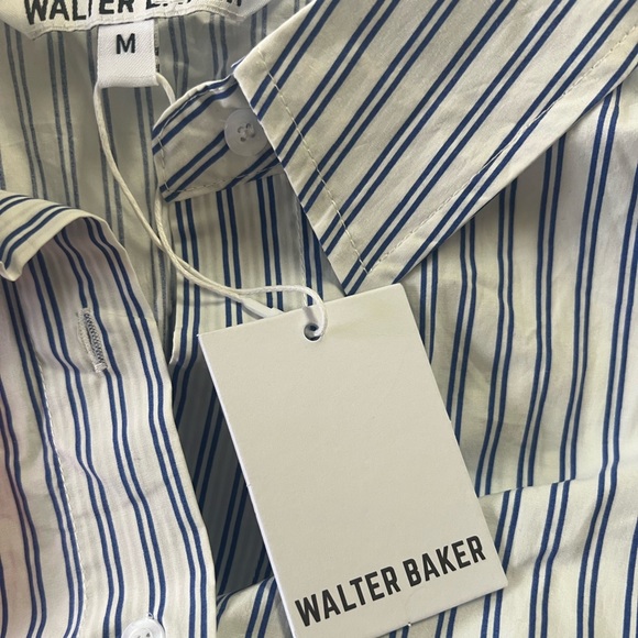 Walter Baker Vivian Striped Cotton Poplin Shirt Blue White Stripes Medium NWT - Picture 10 of 10